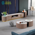 Minimalism Luxury TV stand and coffee table wooden Living Room Furniture Sets